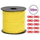 vidaXL Funie pentru cort cu benzi reflectorizante și chei, 50 m, 4 mm
