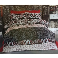Lenjerie de pat pentru o persoana cu husa de perna patrata, Wild, bumbac ranforce, gramaj tesatura 120 g/mp, multicolor, 3 piese