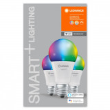 3 Becuri LED RGB inteligent Ledvance SMART+ WiFi Classic Multicolour A, E27, 9W