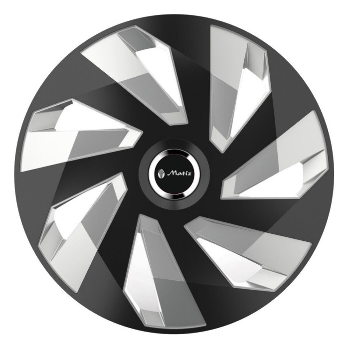 Set 4 capace roti, pentru Matiz, model vector black and silver