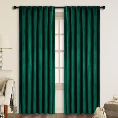 Draperie din catifea cu rejansa transparenta cu ate pentru galerie, Madison, 150x210 cm, densitate 700 g/ml, Sacramento Green, 1 buc