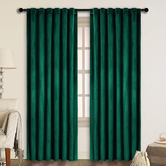 Draperie din catifea cu rejansa transparenta cu ate pentru galerie, Madison, 150x220 cm, densitate 700 g/ml, Sacramento Green, 1 buc