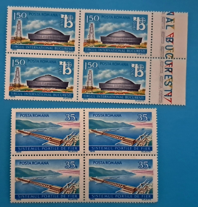 TIMBRE ROMANIA LP735+737/1970 Portile de Fier +T.I.B+Bloc de 4 -MNH