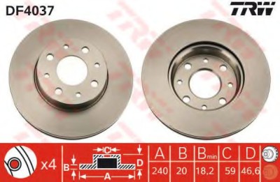 Disc frana ALFA ROMEO 146 (930) (1994 - 2001) TRW DF4037 foto