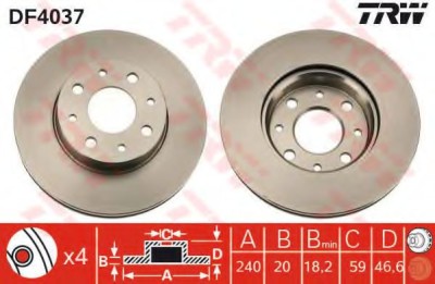 Disc frana FIAT PALIO (178BX) (1996 - 2016) TRW DF4037 foto