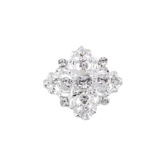 Brosa cu strasuri pentru buchetul miresei, Crisalida, 2,7 x 2,7 cm, Argintie