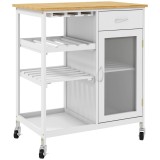 HOMCOM Carucior de servire carucior de bucatarie cu rotile multi-rangament dulap cu usa raft pentru sticle de vin alb | Aosom Romania