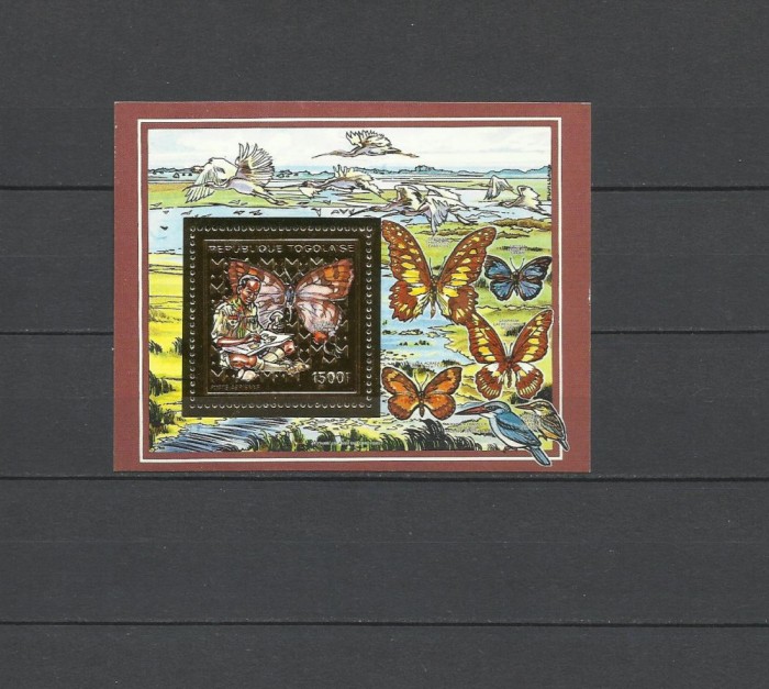 TOGO 1990 FAUNA FLUTURI SI CIUPERCI - GOLD FOIL