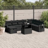 Cumpara ieftin Gossi set mobilier de gradina cu perne, 9 piese, negru, poliratan