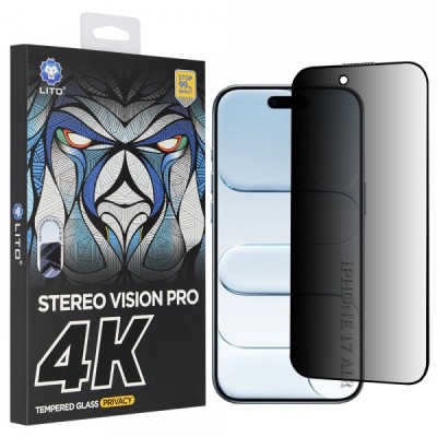 Folie de protectie Ecran Privacy Lito D+ Max 4K pentru Apple iPhone 17 Air, Sticla Securizata, Full Glue foto