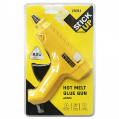 Pistol de Lipit Deli pentru Kraft, 60W, Cablu 1.5m, Galben, Pistol cu Lipici, Pistol cu Lipici pentru Kraft, Pistol de Lipit cu Lipici Cald, Pistol de