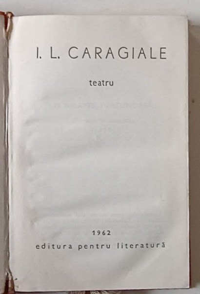 TEATRU de I. L .CARAGIALE , 1962 *FORMAT REDUS
