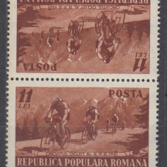 ROMANIA 1951 LP 281 a CIRCUITUL CICLIST SERIE TETE-BECHE MNH