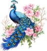 Sticker decorativ, Paun, Multicolor, 64 cm, 1345STK-7