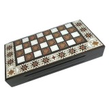 Joc 2 &icirc;n 1 &ndash; Table și Șah din Lemn &ndash; Dimensiuni 49 x 25 x 7,5 cm &ndash; Piese Table