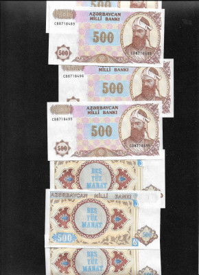 Azerbaidjan 500 manat 1993 unc pret pe bucata foto
