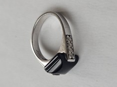 Inel argint cu onix si zirconii #3097