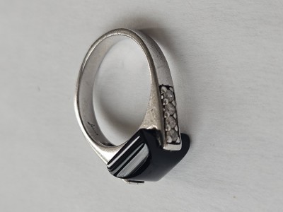 Inel argint cu onix si zirconii #3097 foto