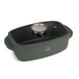 Tava copt cu capac sticla si sistem aroma knob, BerlingerHaus, Green Mate, BH/8775, Berlinger Haus
