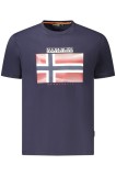 Napapijri Tricou din bumbac barbati, cu imprimeu cu logo, Regular Fit, Bleumarin, S