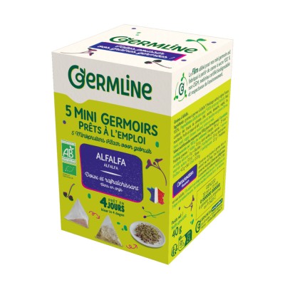 Mini germinatoare cu seminte de alfalfa, bio, 5 bucati x 8g, 40g, Germline foto