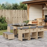 VidaXL Set mobilier grădină cu perne, 11 piese bej combinat poliratan