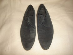 PANTOFI BARBATESTI ALBASTRII DE PIELE INTOARSA MARIMEA 43 ORIGINALI