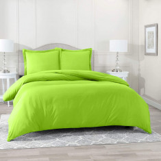 Lenjerie de pat pentru o persoana cu husa de perna dreptunghiulara, Sicilia, bumbac ranforce, gramaj tesatura 120 g/mp, Verde