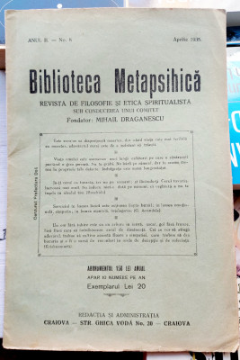 Biblioteca Metapsihica Anul II Numarul 8 Aprilie 1935 foto