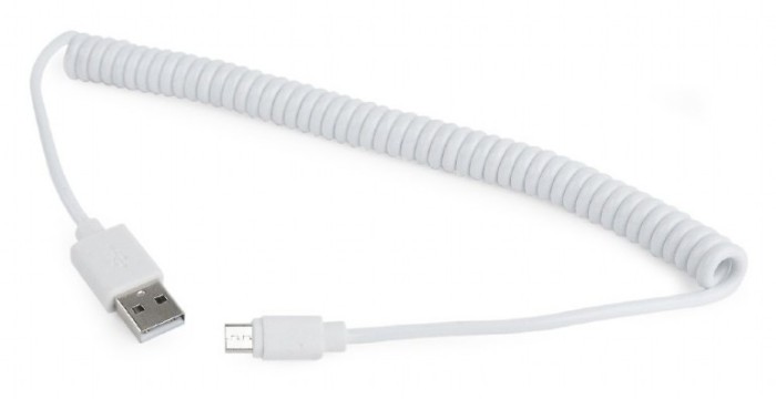 CABLU alimentare si date GEMBIRD, pt. smartphone, USB 2.0 (T) la Micro-USB 2.0 (T), 1.8m, spiralat, conectori auriti, alb, &quot;CC-mUSB2C-AMBM-6-W&quot; (timbr