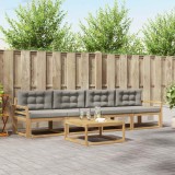 vidaXL Set de canapele de exterior cu pernă 4 pcs Alb și gri deschis 3386025