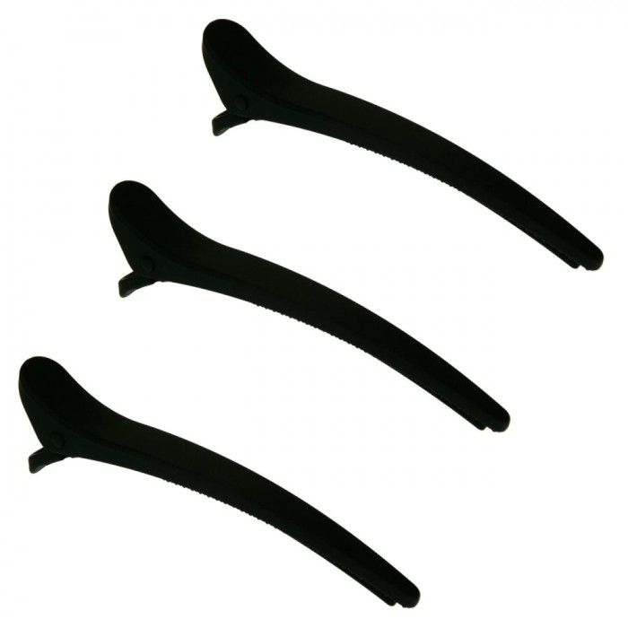 Set Clame de Păr, 3 Bucăți, Monocolore, Negru Mat, 12cm