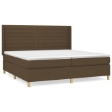 Cumpara ieftin Pat box spring cu saltea, maro inchis, 200x200 cm, textil