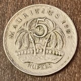C50 - Moneda foarte veche - Mauritius - 5 rupees - 1987