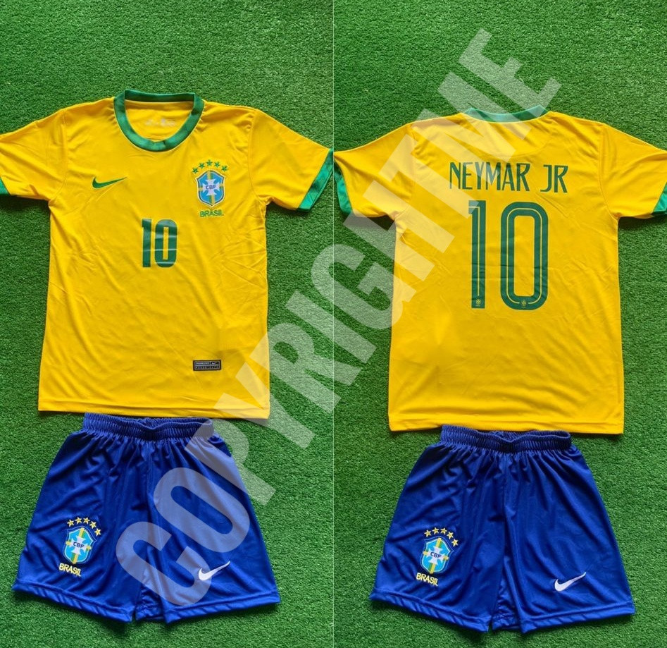 Compleu Echipament fotbal pentru copii NEYMAR BRAZILIA noul model 2021-2022  | arhiva Okazii.ro