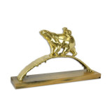 Urs polar-statueta din bronz pe un soclu din lemn XX-62, Animale