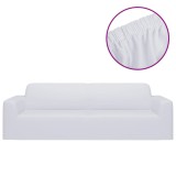 Husa elastica pentru canapea cu 3 locuri poliester jersey alb