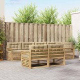 vidaXL Set de canapele de exterior cu pernă 7 pcs Alb și Bej Poliester 3390633