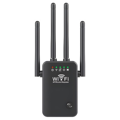 Amplificator Semnal Wireless, 2.4Hz, 4 Antene cu Technologie MIMO, Transfer 300 Mbps, Conexiune WEP, WPA si WPA2, Slot LAN, Negru foto