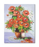 Tablou pictat manual, Vaza cu maci imperiali si margarete, 50x40cm pictura ulei pe panza