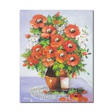 Tablou pictat manual, Vaza cu maci imperiali si margarete, 50x40cm pictura ulei pe panza