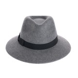 Palarie fedora gri cu panglica neagra