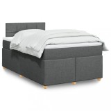 VidaXL Pat box spring cu saltea, gri &icirc;nchis, 120x200 cm, textil 3288948