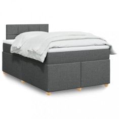 vidaXL Pat box spring cu saltea, gri &icirc;nchis, 120x190 cm, textil 3286620