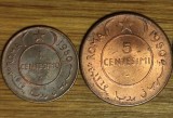 Somalia italiana - set exotic deosebit - 1 centesimo + 5 centesimi 1950 - elefant - senzationale !, Africa