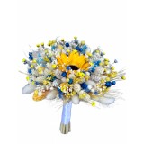 Buchet de Flori Mic Personalizabil cu Floarea soarelui din foita de sapun si Plante Uscate (Multicolor)