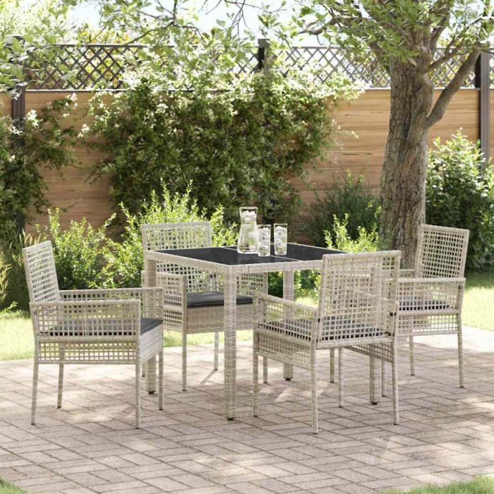 vidaXL Set de masă pentru grădină 5 pcs Gri deschis Rattan poli 3334896