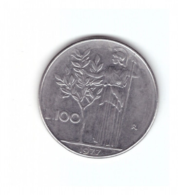 Moneda Italia 100 lire 1977, stare foarte buna, curata foto