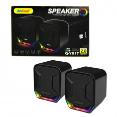 Set 2 boxe cu LED RGB, USB 2.0, YX17, 18W P.M.P.O.