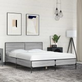 VidaXL Cadru de pat, gri sonoma, 140x190 cm, lemn prelucrat și metal